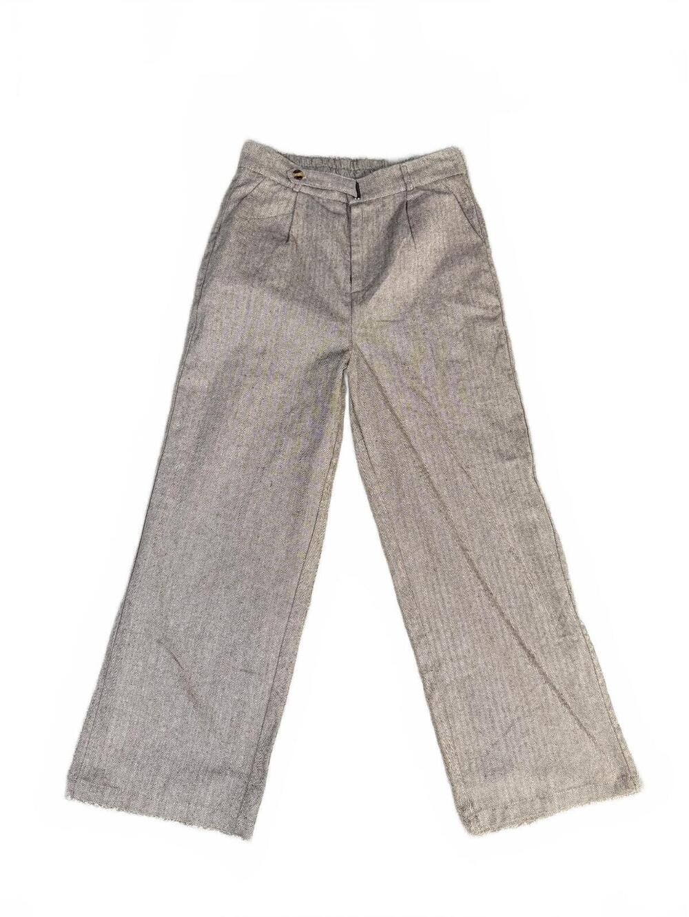 Herringbone Tweed Elastic Waist Pants  Size L